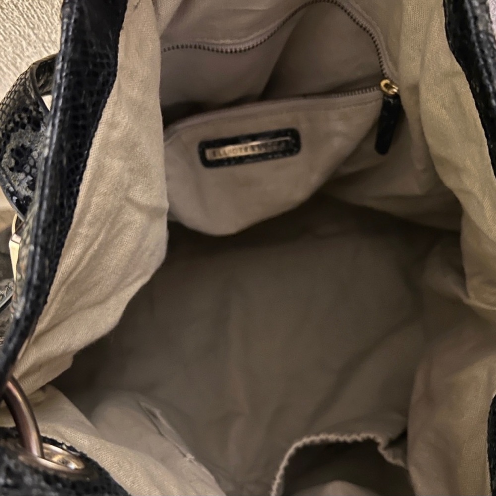 Elliott Lucca Black Grey Python Embossed Bag - image 6